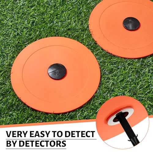 6 Set Low Profile Property Line Markers, Survey Markers Stakes, 5.9 x 6.3 Inch Plastic Septic Tank Marker Large Survey Stakes Lawn Garden Ground Boundary Marker, Orange
