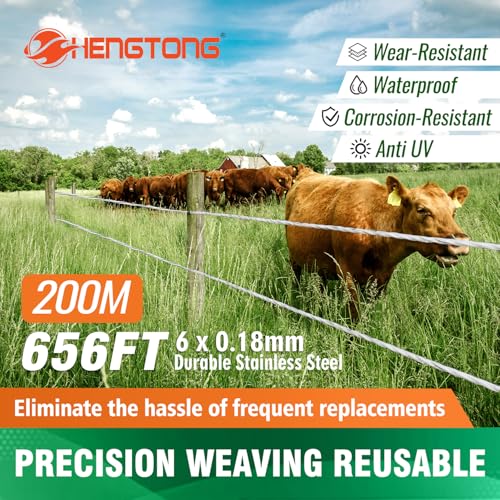 Electric Fence Polywire 3280ft (1000m), 6-Strand Stainless Steel Conductors, Rust & UV Resistant, Portable Electric Fencing, Durable & Reliable Conductivity, White - size: 3280ft