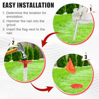8 Pack Rebar Survey Marker Stakes 12 Inch Long Heavy Duty Red Property Line Marker Stakes for Paving Stones, Gardens, Lawn Edges, and Weed Barriers - color: Red