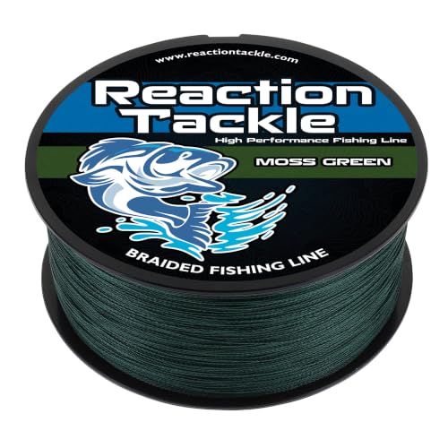 Reaction Tackle Braided Fishing Line, Pro Grade Braid, Fresh and Saltwater - color: Moss Green, size: 6 Lb (150 Yards)