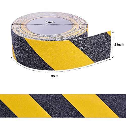 Anti Slip Tape, Waterproof Self Adhesive Yellow/Black 2"x33Ft Grip Tape - size: 2 Inch x 33 Feet