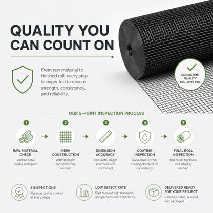 GoldPeak Black Hardware Cloth 1 x 1 inch Mesh 36'' x 50' 17-Gauge - size: 1x1 inch 36''x50'