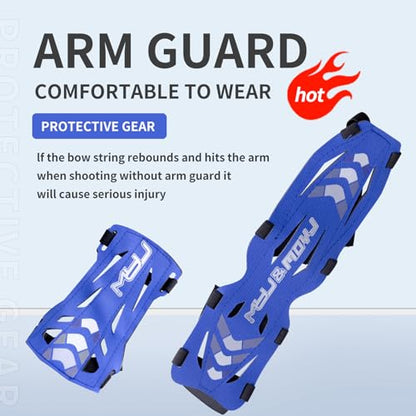 11.2in Long/6.7in Short Armguard Professional Competition Archery Bow Range with 4-Strap/2-Strap Buckles Shooting Practice Guard Nylon Carbon Forearm Protector Arm Guard - size: Blue Long