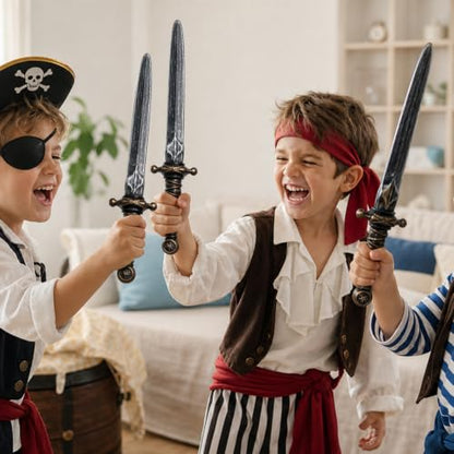 6pcs 13.4 Inch Pirate Sword Set - Plastic Toy Knife Prop, Pirate Dagger Costume Accessories for Kids & Adults, Halloween Cosplay Party