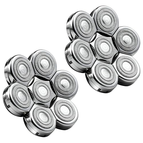 7D Floating Replacement Shaver Heads for Bald Head & Face - color: Silver/2pcs