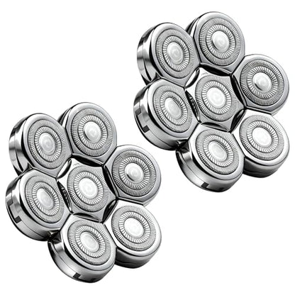 7D Floating Replacement Shaver Heads for Bald Head & Face - color: Silver/2pcs