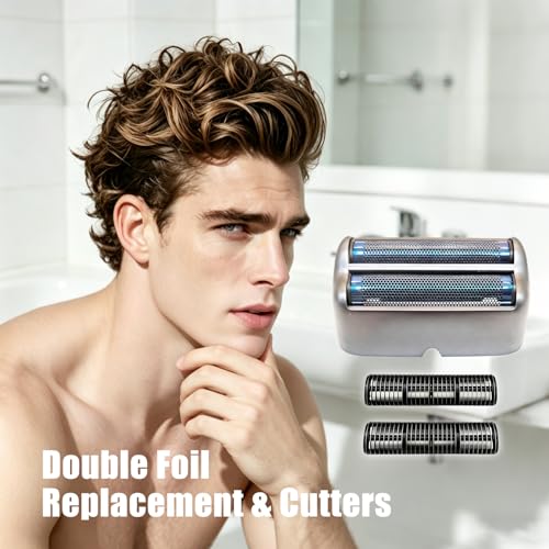 Double Foil Replacement & Cutters for BaBylissPRO UV FOIL, Compatible with FXLFS2 Series UV Shavers, Hypoallergenic Extra-close Shaver Replacement Head, Professional Barber & Home Use(Grey)