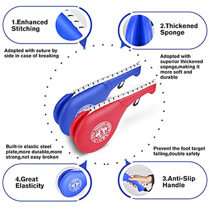 Taekwondo Kick Pads 2PK, Karate Martial Arts Training Equipment Kicking Target Pad, Double Strike Boxing Pads for Kids Youth Adult (Blue&Red)