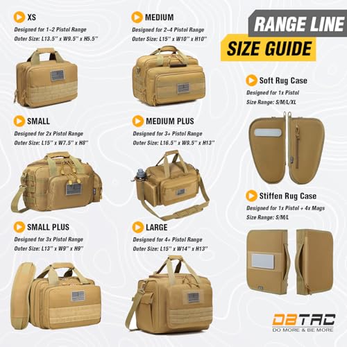 DBTAC Gun Case Bag XS | Tactical 1~2 Pistol Bag Firearm Shooting Case with Lockable Zipper for Shooting Range Outdoor Hunting | US Flag Patch + Universal Holster Included - color: Brown