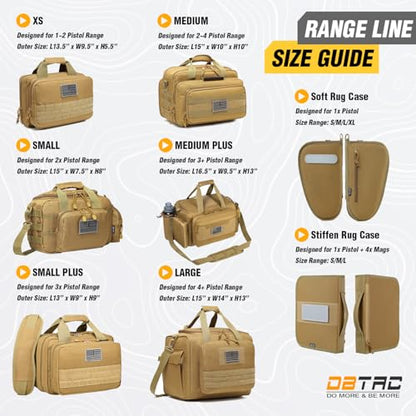 DBTAC Gun Case Bag XS | Tactical 1~2 Pistol Bag Firearm Shooting Case with Lockable Zipper for Shooting Range Outdoor Hunting | US Flag Patch + Universal Holster Included - color: Brown