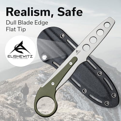 CIVIVI Varius Trainer Fixed Blade Knife for Men, Training Knife with a Kydex Sheath, a Finger Ring and Conventional Handle, 3.26" D2 Dull Blade G10 Handle C22009C-2