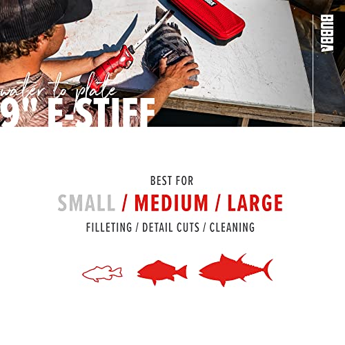 BUBBA E-STIFF Electric Fillet Blade with Ti-Nitride Coated Hollow Stainless Steel Non-Stick Reciprocating Construction for Fishing and Outdoors - style: 9 Inch