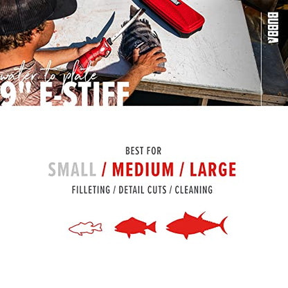 BUBBA E-STIFF Electric Fillet Blade with Ti-Nitride Coated Hollow Stainless Steel Non-Stick Reciprocating Construction for Fishing and Outdoors - style: 9 Inch