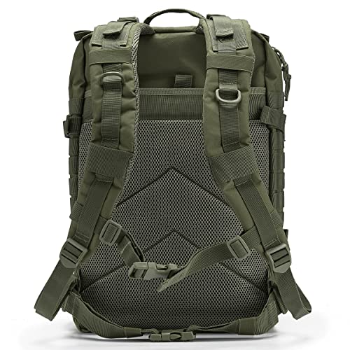 QT&QY 45L Military Tactical Backpacks Molle Army Assault Pack 3 Day Bug Out Bag Hiking Treeking Rucksack… - color: 0.1 Green