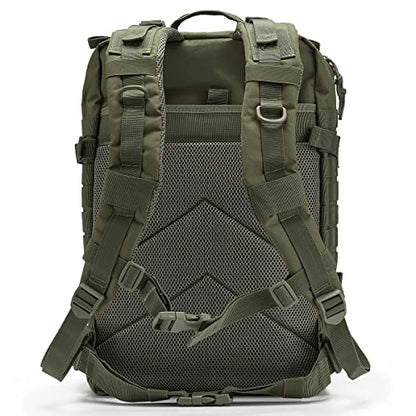 QT&QY 45L Military Tactical Backpacks Molle Army Assault Pack 3 Day Bug Out Bag Hiking Treeking Rucksack… - color: 0.1 Green