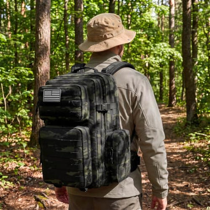 TILYMOL 55L Military Tactical Backpack for Men & Women, Large Assault Pack - color: Black Camo, size: 55L