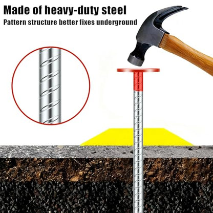 8 Pack Rebar Survey Marker Stakes 12 Inch Long Heavy Duty Red Property Line Marker Stakes for Paving Stones, Gardens, Lawn Edges, and Weed Barriers - color: Red