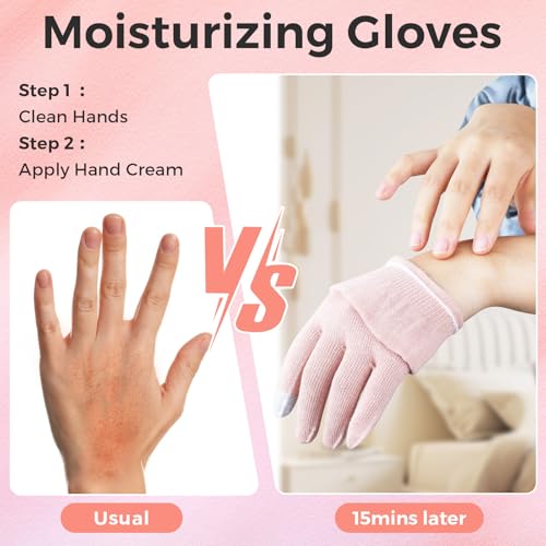 Donfri Touchscreen Cotton Moisturizing Gloves 6 Pairs, Pink, S - size: Small-Pink