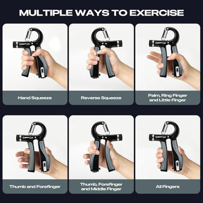 JTHEW Grip Strength Trainer - Adjustable Resistance 11-132lbs/5-60kg Hand Gripper & Forearm Strengthener Device with Smart Counter for Sports & Rehab - color: Blue