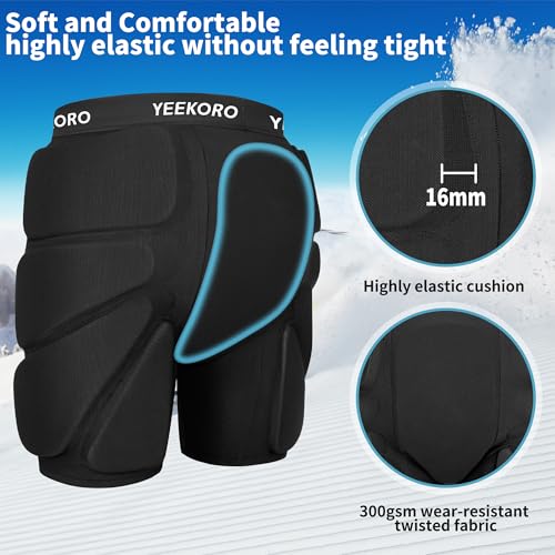 3D Protective Padded Shorts for Snowboard, Ski and Skate, Protection Pads for Tailbone, Hip, and Butt, Crash Pad - size: X-Small