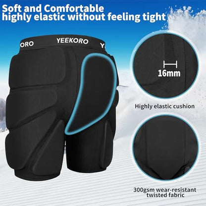 3D Protective Padded Shorts for Snowboard, Ski and Skate, Protection Pads for Tailbone, Hip, and Butt, Crash Pad - size: X-Small