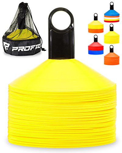 Pro Disc Cones Set of 50 - Agility, Soccer, Sports Training - color: Bright Yellow