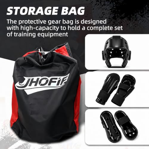 8 Piece Martial Arts Sparring Gear Set, Headgear, Gloves & Foot Pads - color: Black, size: X-Large