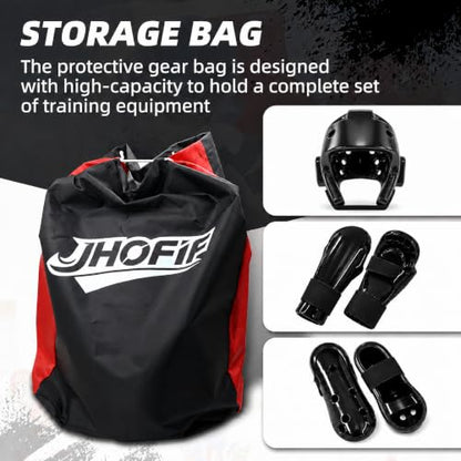 8 Piece Martial Arts Sparring Gear Set, Headgear, Gloves & Foot Pads - color: Black, size: X-Large