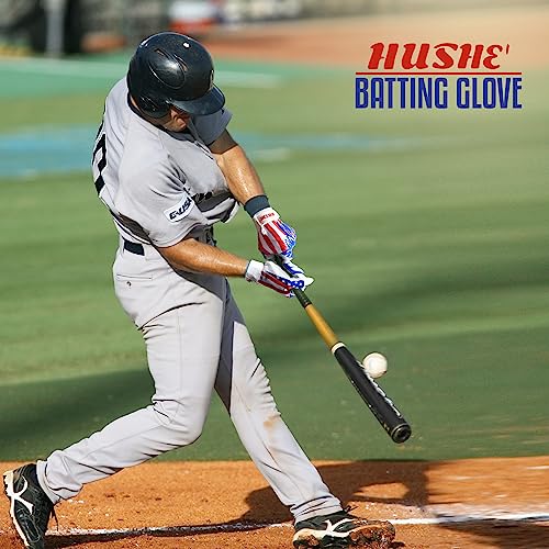 Hushe' American Flag Batting Gloves & Softball Gloves USA Flag Baseball Batting Gloves Youth Kids Baseball Batting Glove for Youth Men Adult & Unisex. - color: White Eagle, size: Youth Small