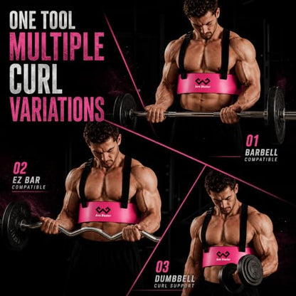 Arm Blaster Bicep Curl with Neoprene Padding, Adjustable Aluminum Bicep Curl Isolator, Bicep Blaster Arm Trainer for Weight Lifting Bodybuilding Home Gym Workout - color: Pink