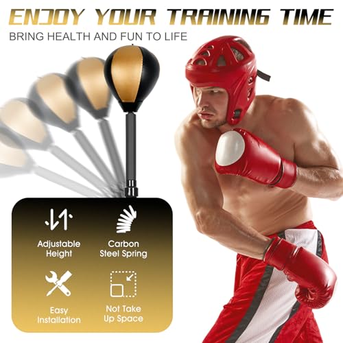 INNOLIFE Standing Reflex Speed Bag with Thick Base (Golden Black)