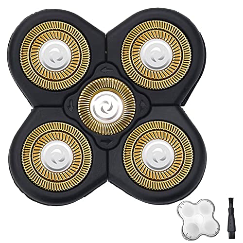 5D Men's Electric Shaver Replacement Heads Bald Replacement Heads Replacement 5 Heads Razor Blades Wet and Dry Compatible Waterproof with Blade Cover(Gold) - color: Gold2