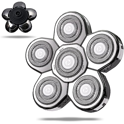 Head Shaver Replacement Heads, Replacement Blades for Bald Men, Stainless Steel 7D Rotary Blades for Electric Head Razor, Silver - color: Silver6