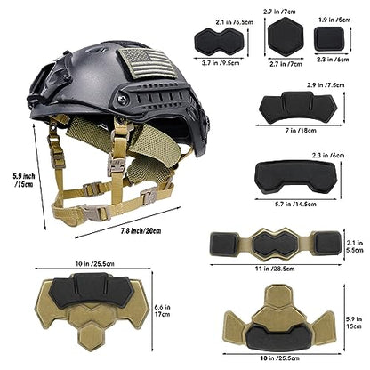 Tactical Helmet Pads and Helmet Chin Strap Replacement Adjustable for Tactical Fast MICH ACH Bump FMA EXF Helmet Replacement Accessories Kit - color: khaki