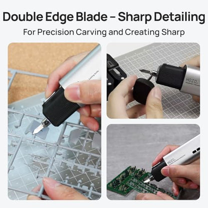 HOZO 10PCS Ultrasonic Cutter Replacement Blades – Compatible with NeoBlade & Most Ultrasonic Cutting Tools,SK5 High Carbon Stee,Blade Storage Box - 06 Double Edge Blade - style: 06 Double Edge Blade