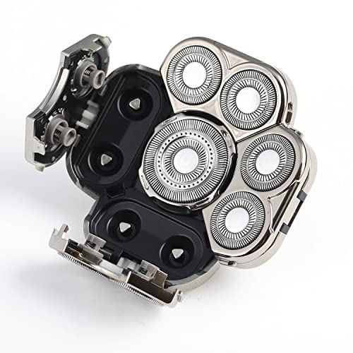 Men's Electric Shavers Replacement Heads 9 Blades Head Replaceable Alternate Floating Washable Electric Razor Shaver Head（Silver） - color: Silver9