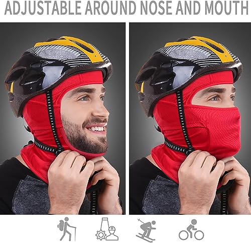 Achiou Ski Mask for Men and Women, Lightweight UV Balaclava Face Cover - color: Red
