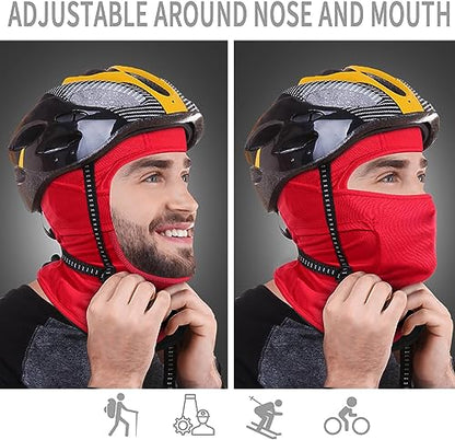 Achiou Ski Mask for Men and Women, Lightweight UV Balaclava Face Cover - color: Red