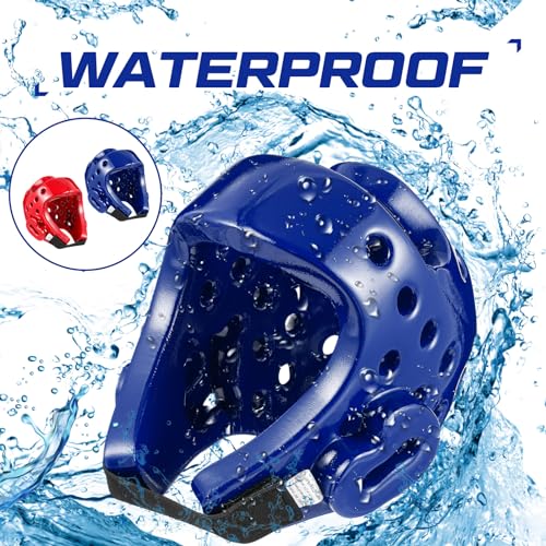 JellyArch 2 Pcs Taekwondo Karate Headgear MMA Martial Arts Helmet Soft Head Guard Protection Sparring Gear Helmet Boxing for Men Women Thai Kickboxing Grappling Muay Taekwondo - color: Red and Blue, size: Medium