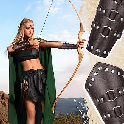 Patelai 1 Pair Faux Leather Arm Bracers - color: Brown, size: Medium, style: Rock Style
