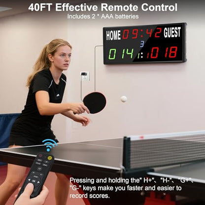 LED Electronic Scoreboard Digital Score Keeper with Remote/Timer/Shot Clock - size: Medium