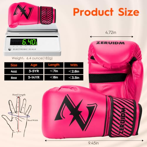 Kids Boxing Gloves 6 oz Youth Training Sparring Gloves for 3–12, Leather Ventilated Mesh, Boys Girls Junior Punching Gloves for PunchBag Focus Pads MMA Muay Thai Kickboxing - color: new pink