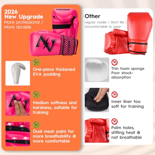Kids Boxing Gloves 6 oz Youth Training Sparring Gloves for 3–12, Leather Ventilated Mesh, Boys Girls Junior Punching Gloves for PunchBag Focus Pads MMA Muay Thai Kickboxing - color: new pink