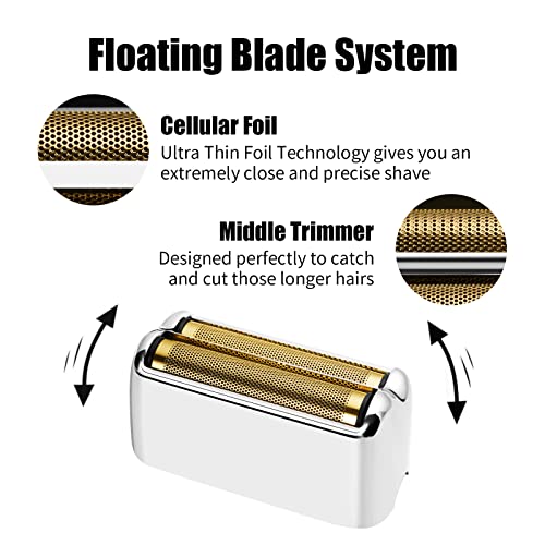 Replacement Foil and Cutters for BaBylissPRO Barberology Double Foil Shaver, Replacement Foil for BaBylissPRO Barberology FXFS2 Shaver, Silver - color: Silver
