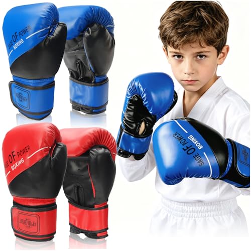 2 Pair Kids Boxing Gloves for Boys Girls, Youth Boxing Training Gloves for Kids Age 3 to 12 Years, 6OZ Training Sparring Gloves for Punching Bag Kickboxing Muay Thai MMA