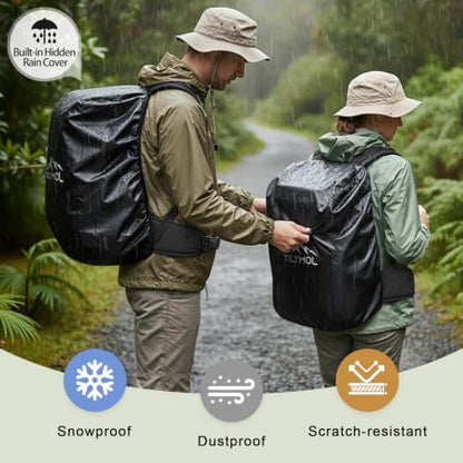 TILYMOL 55L Military Tactical Backpack for Men & Women, Large Assault Pack - color: Black, size: 55L