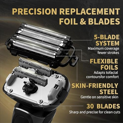 WES9032P Compatible with Panasonic arc 5 Replacement Blades,Outer Foil and Inner Blade Set WES9032P,ES-LV65 Replacement Blades and Foil Fit for Panasonic ARC5 Electric Razor for Men（2PACK） - size: 2PACK