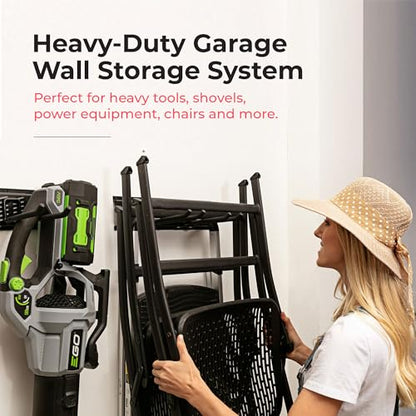 TIDYME Garage Tool Organizer Wall Mount 64", 2 Shelves & 4 Single Hooks - size: 64" with 2 Racks & 4 Hooks