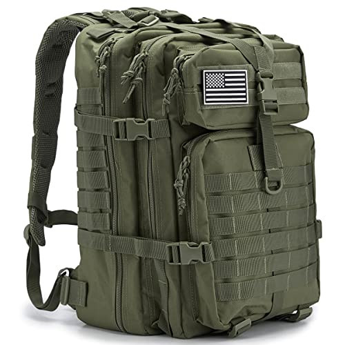 QT&QY 45L Military Tactical Backpacks Molle Army Assault Pack 3 Day Bug Out Bag Hiking Treeking Rucksack… - color: 0.1 Green