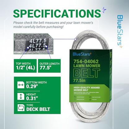 BlueStars 754-04062 954-04062 Deck Belt | Aramid Cord Belt | 1/2 x 77.5 - size: 754-04062, style: Aramid Cord